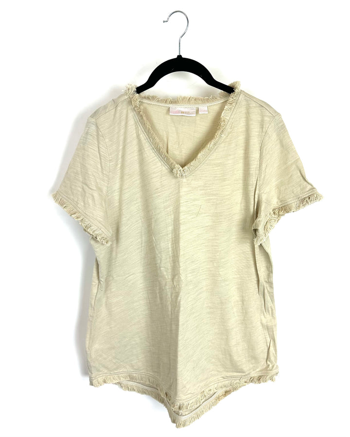 Cream Tapered Short Sleeve Top - Size 6/8