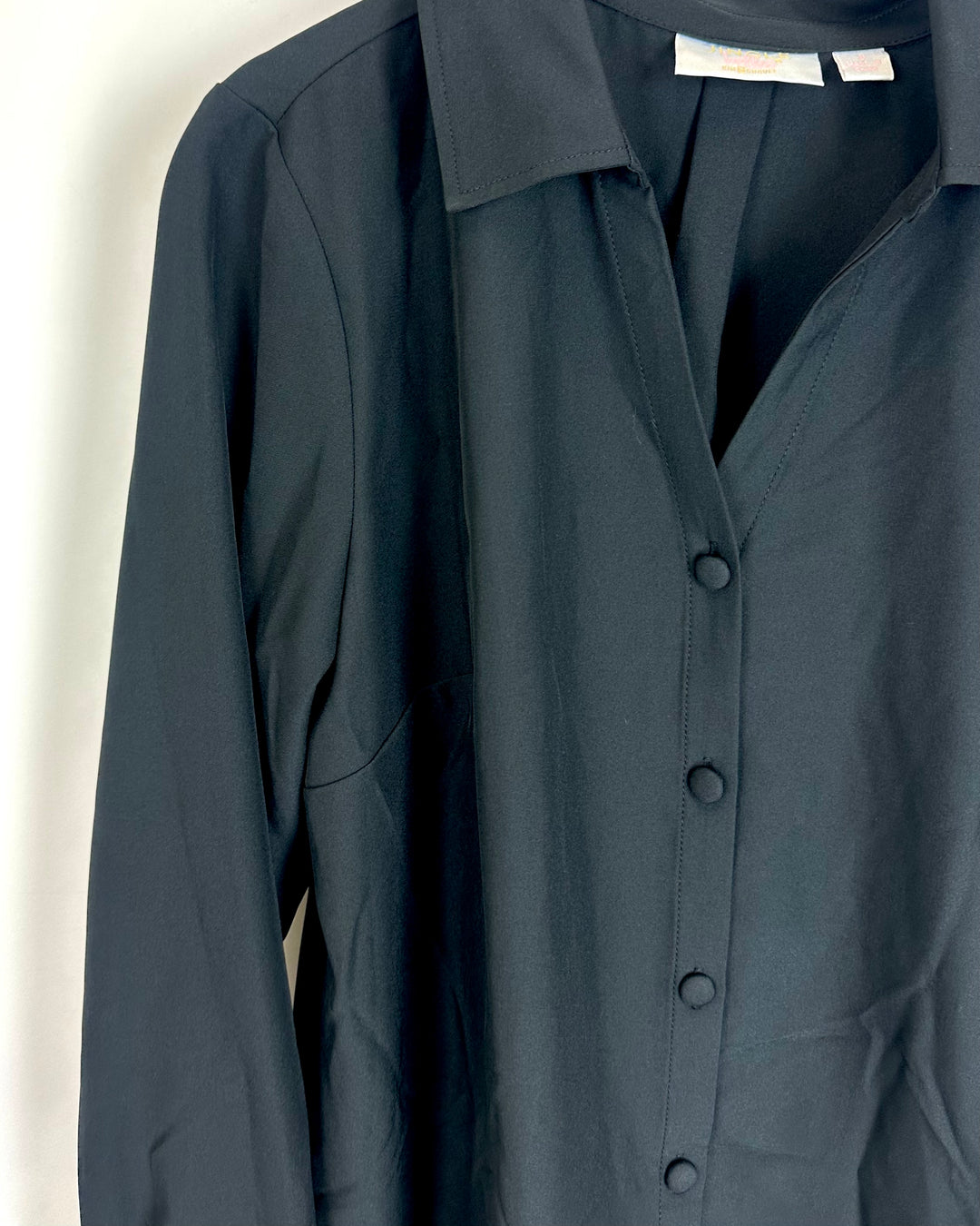 Black Button Rhinestone Blouse - Size 6/8