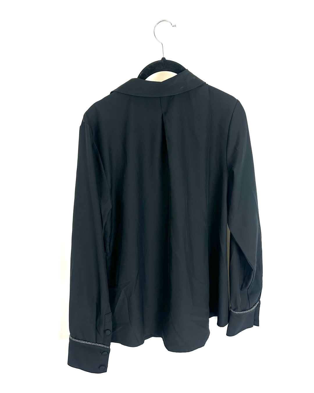 Black Button Rhinestone Blouse - Size 6/8