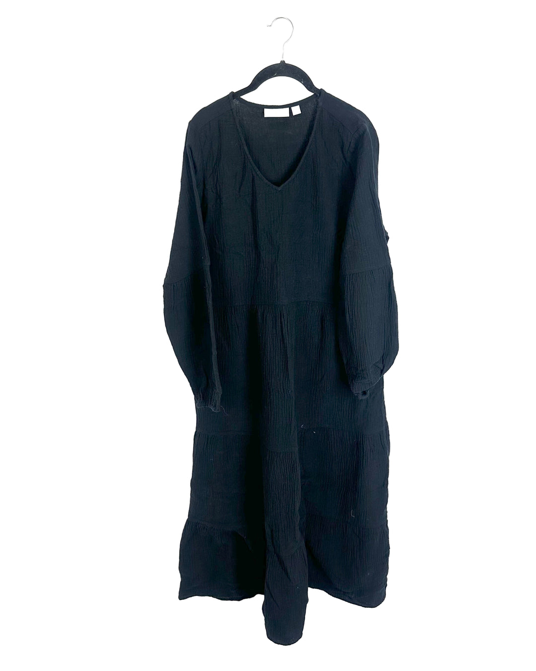 Black V-Neck Cotton Dress - Size 6/8