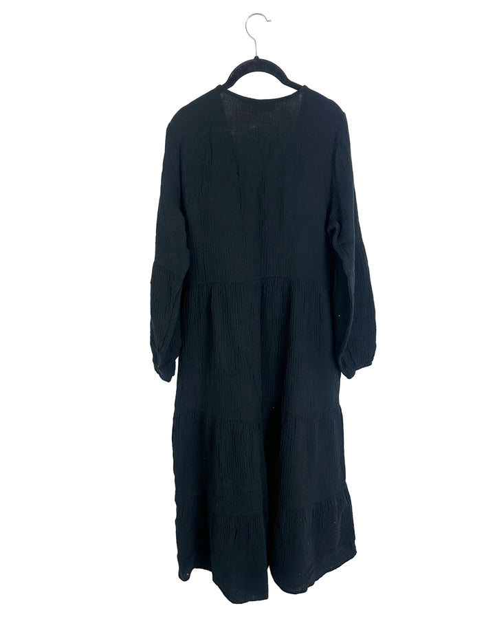 Black V-Neck Cotton Dress - Size 6/8