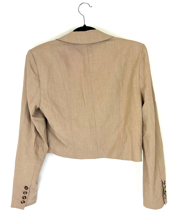 Tan Cropped Buttoned Blazer - Size 6/8