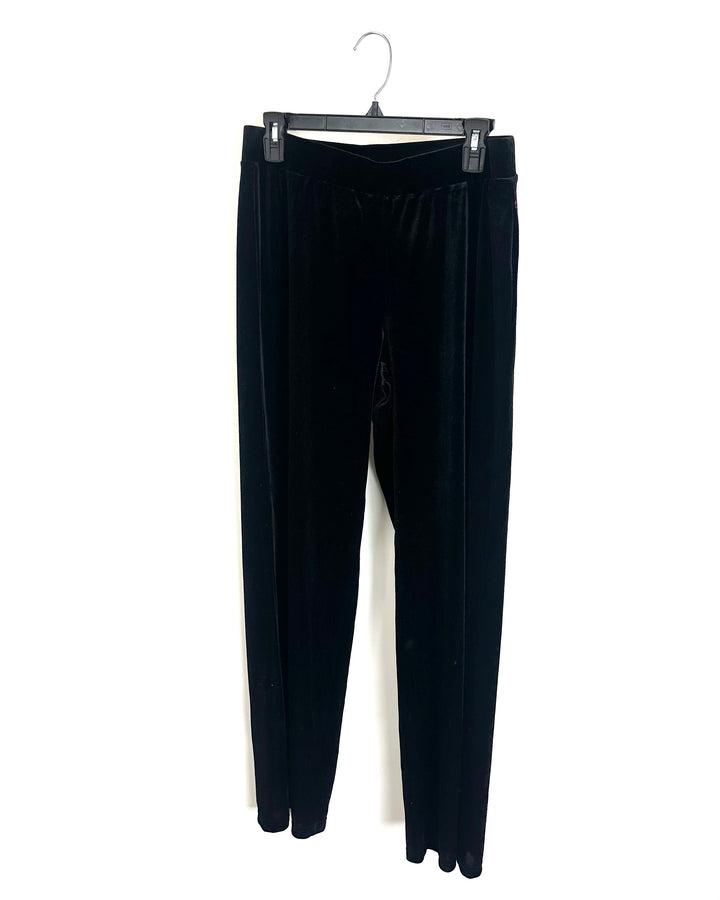 Black Velvet Straight Pants - Size 6/8