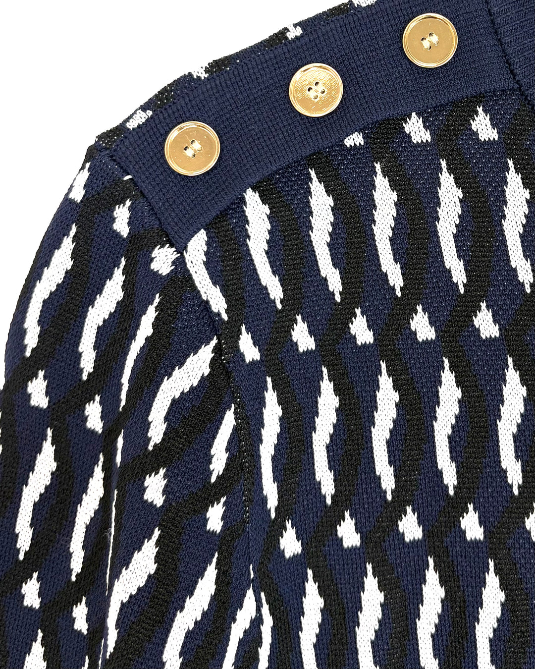 Navy Patterned Sweater Dress - Size 0/2
