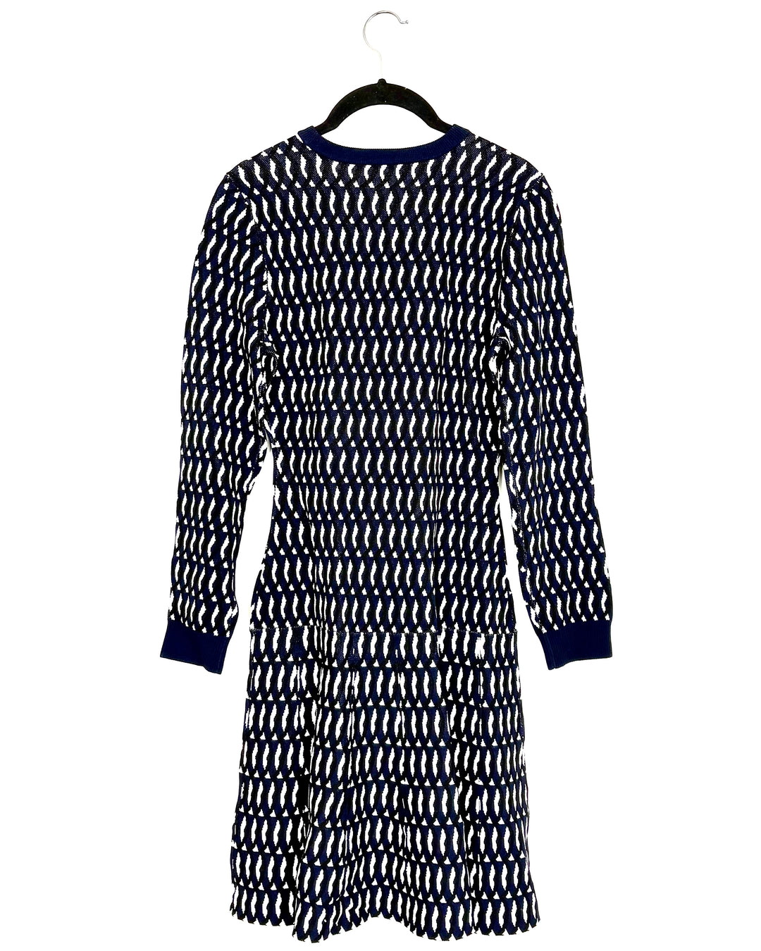 Navy Patterned Sweater Dress - Size 0/2