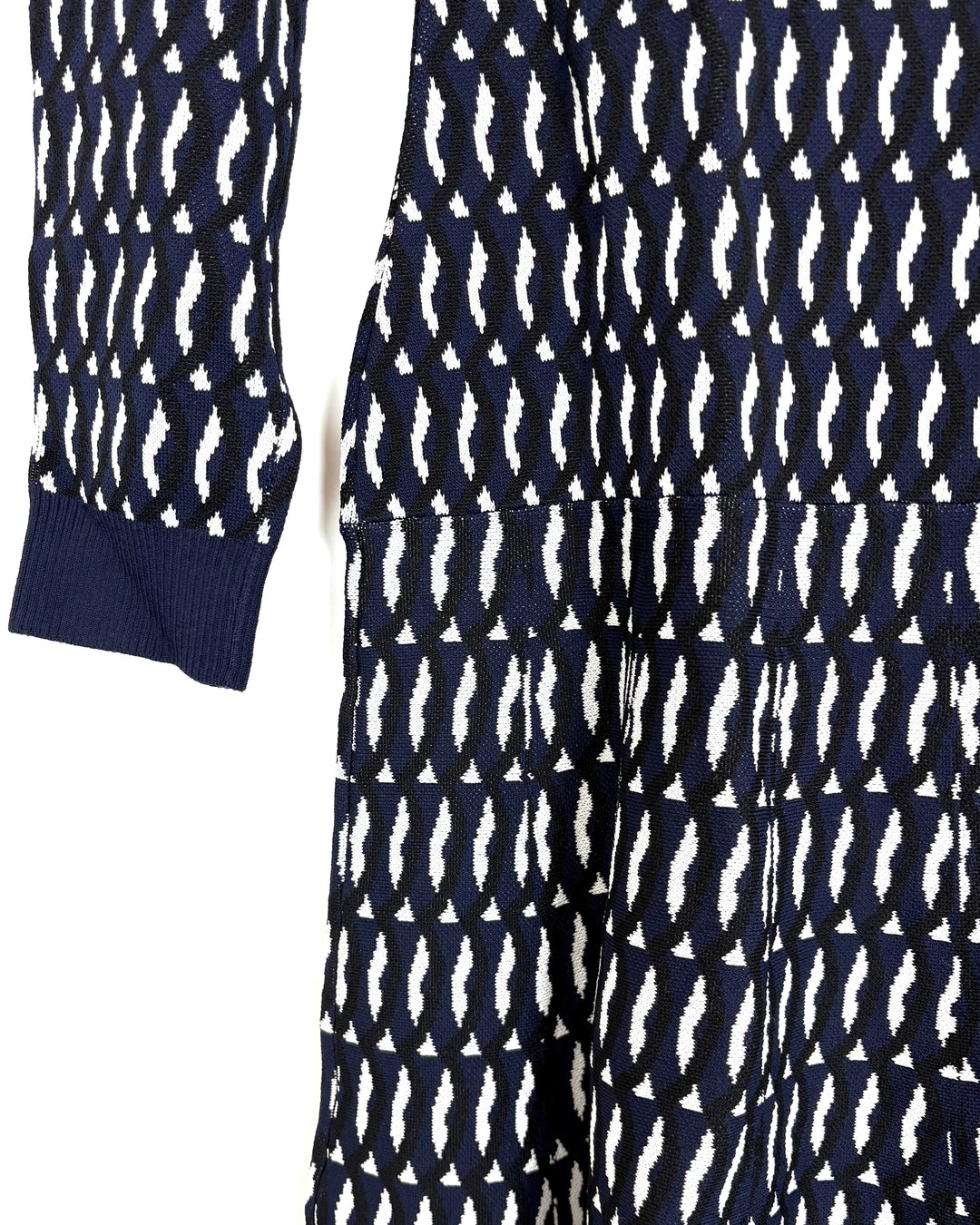 Navy Patterned Sweater Dress - Size 0/2