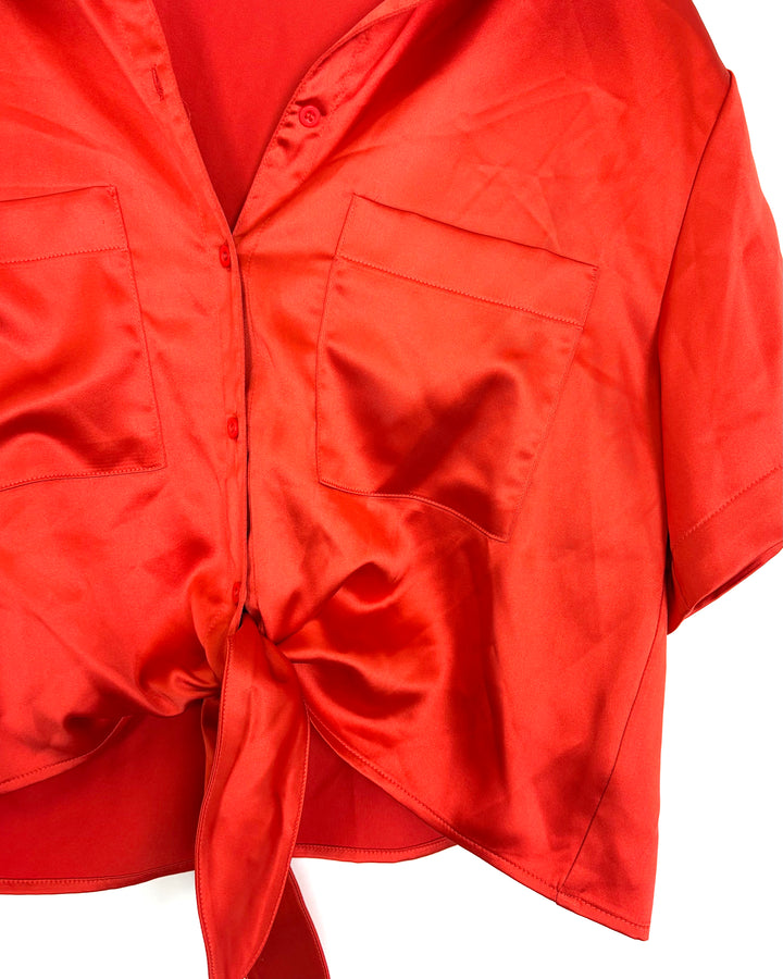 Orange Tie Front Top - Size 4/6