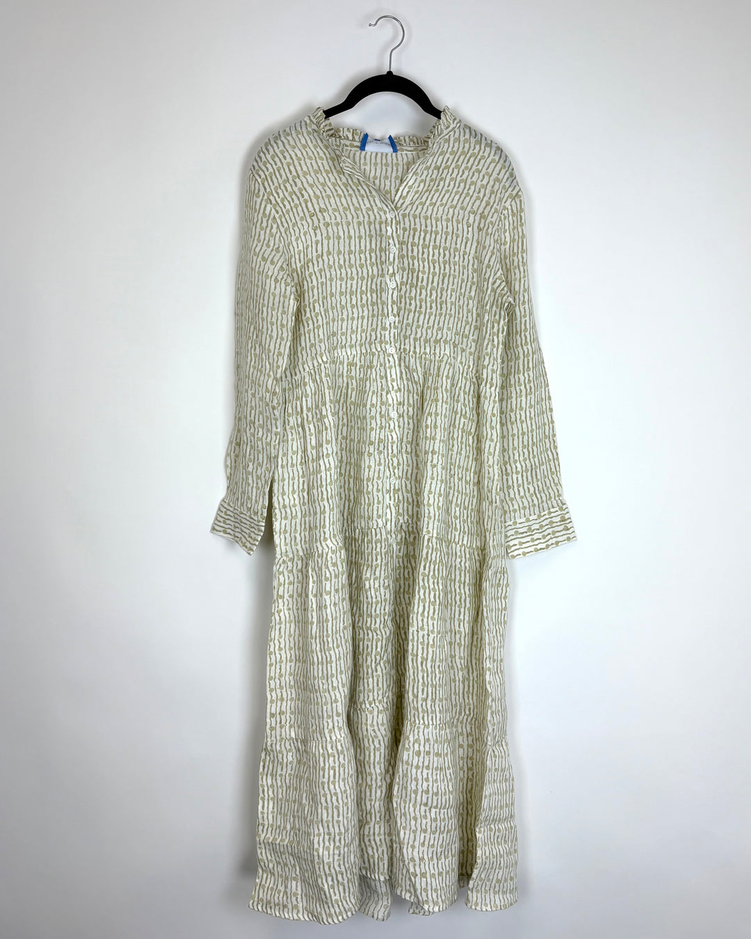 Beige Patterned Long Dress - Size 4/6