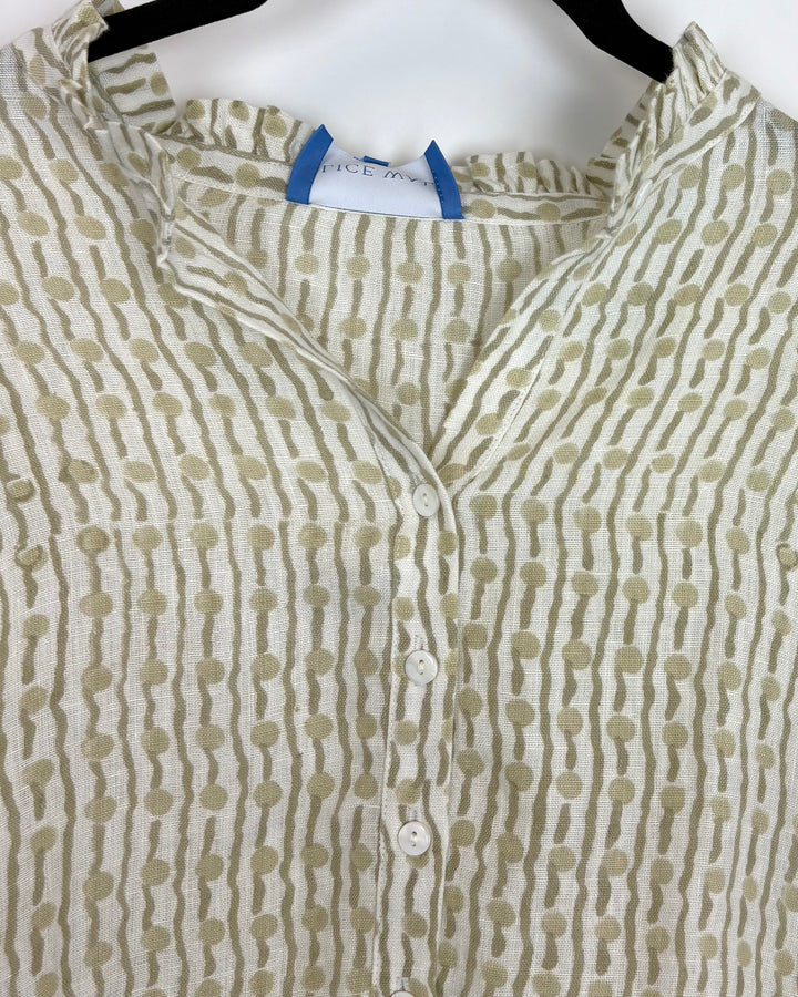 Beige Patterned Long Dress - Size 4/6