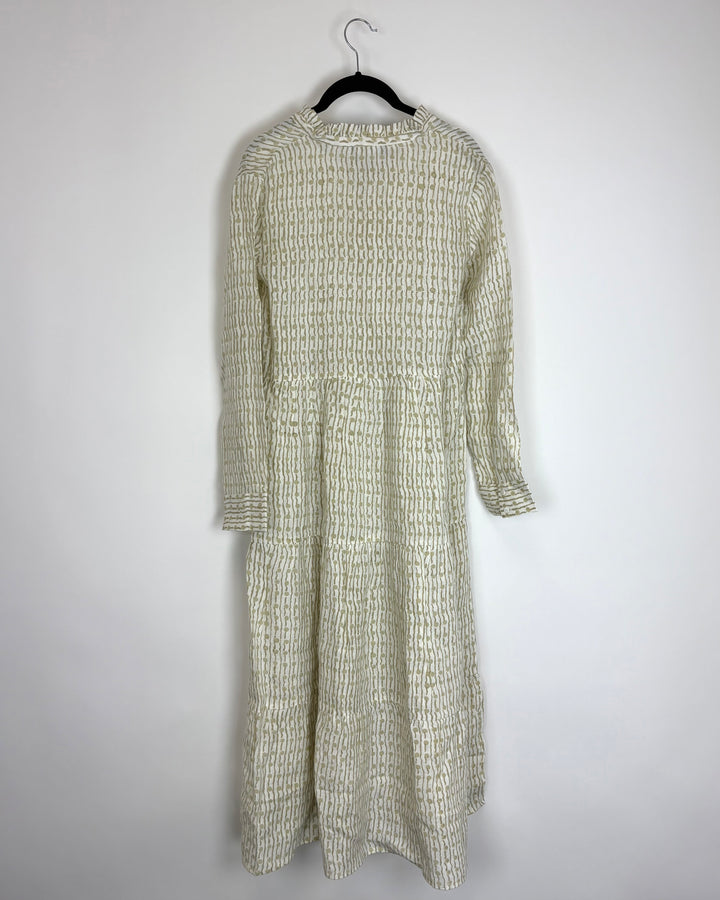 Beige Patterned Long Dress - Size 4/6