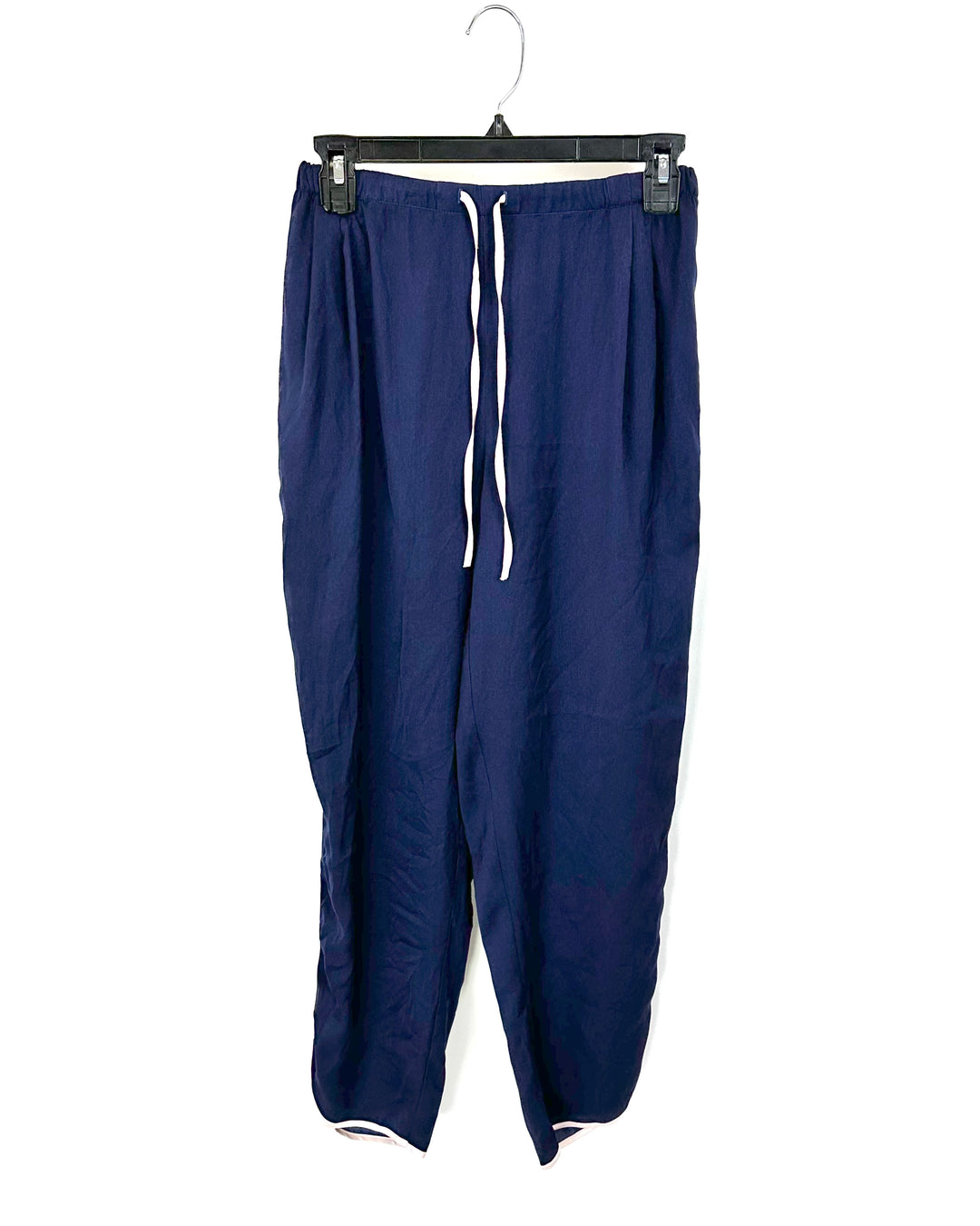 Navy Blue Sleepwear Pants With Pink Trim - Small