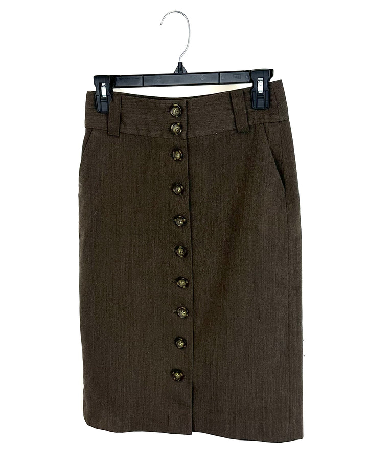 Banana Republic Brown Button Front Skirt - Size 0