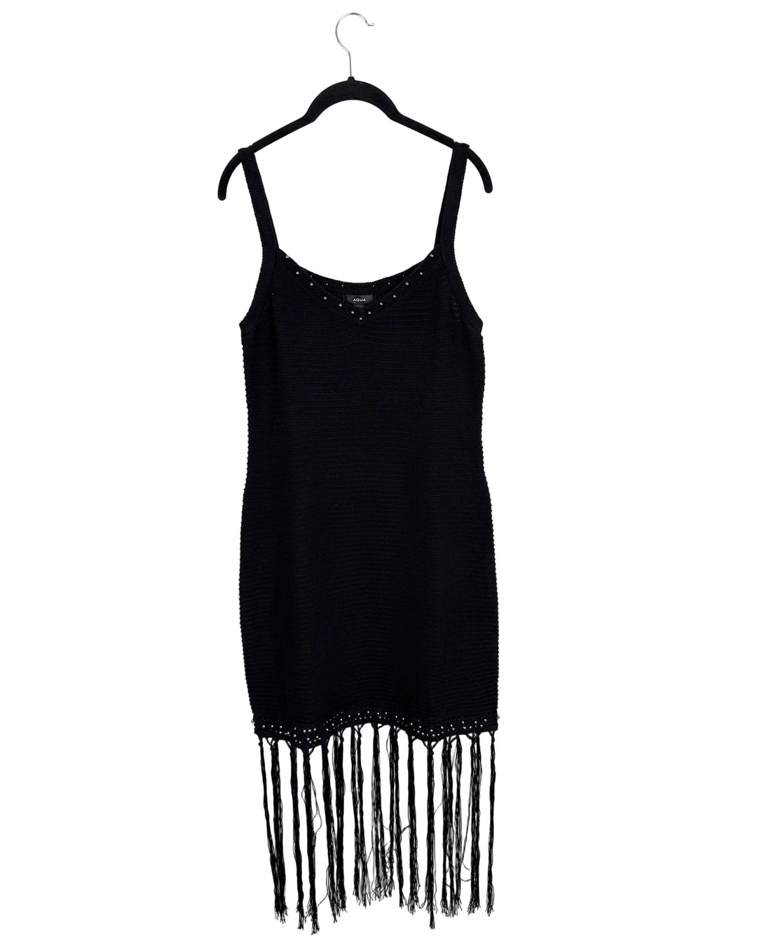 Black Knit Dress with Fringe Bottom - Size 6/8