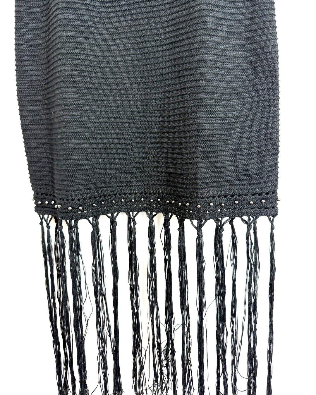 Black Knit Dress with Fringe Bottom - Size 6/8