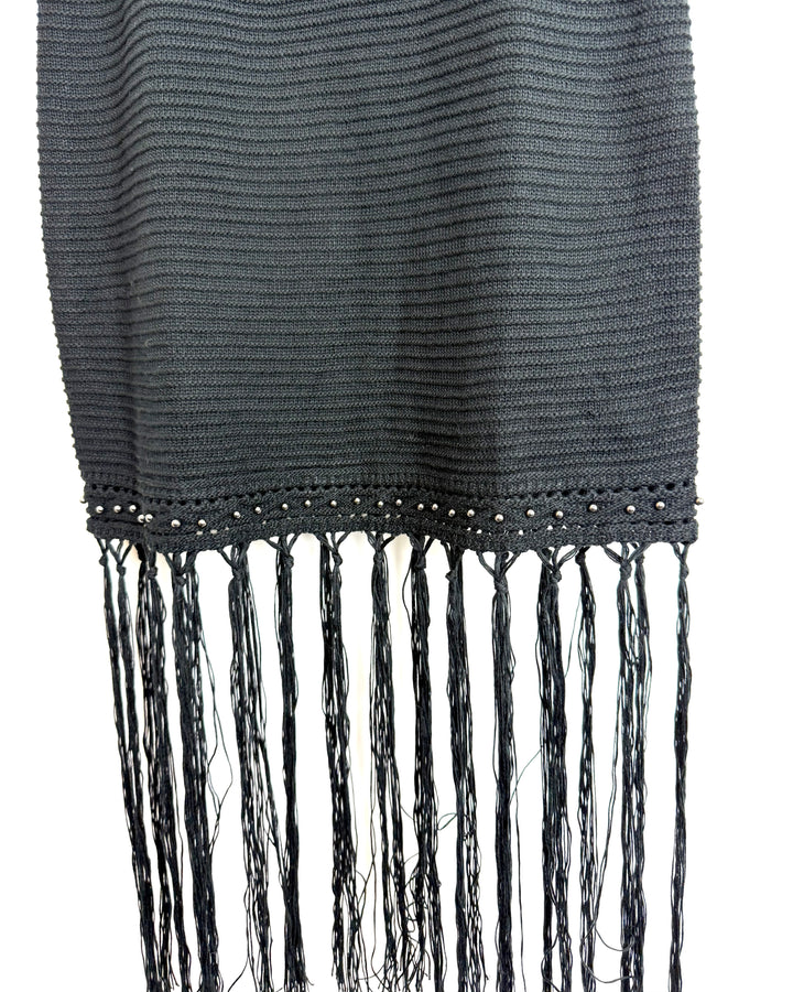 Black Knit Dress with Fringe Bottom - Size 6/8