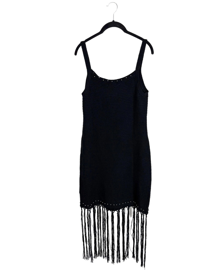 Black Knit Dress with Fringe Bottom - Size 6/8