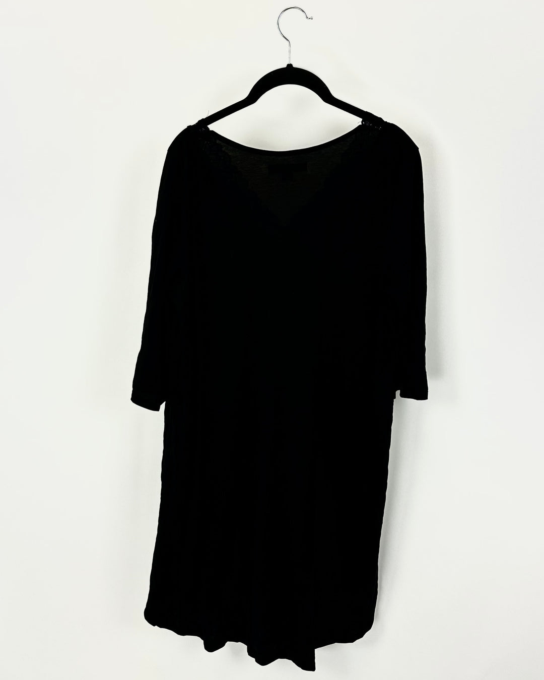 Black Crop Sleeve Nightgown - Small