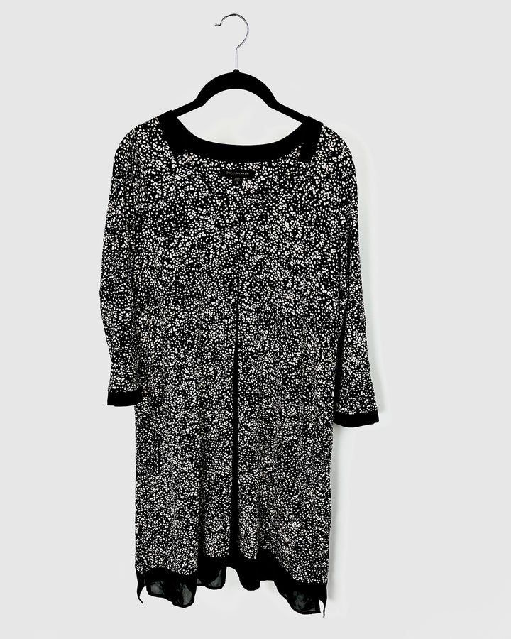 Black and Tan Speckled Crop Sleeve Nightgown - Small