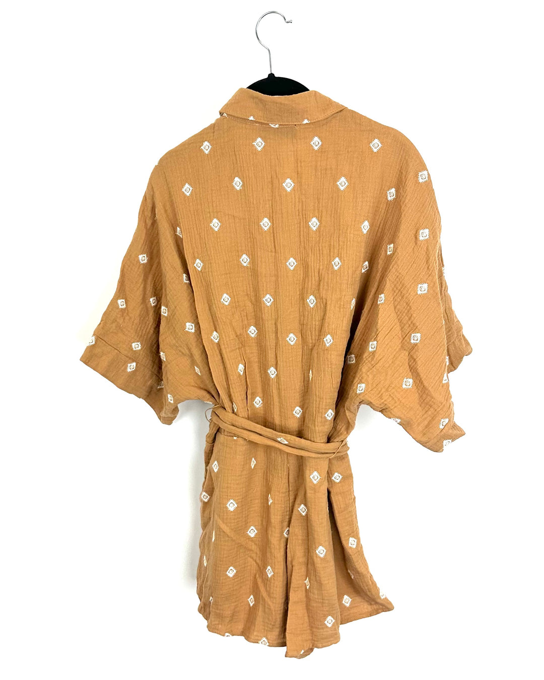 Vici Tan Short Sleeve Romper With Tie Belt - Extra Small