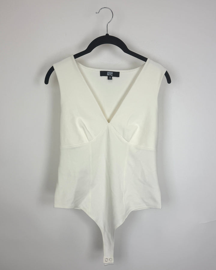 White V-Neck Bodysuit - Size 6/8