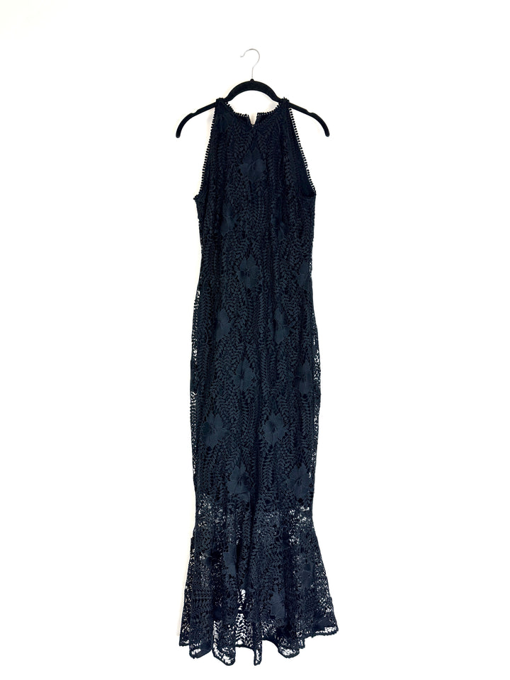 Black Lace Long Gown - Size 4