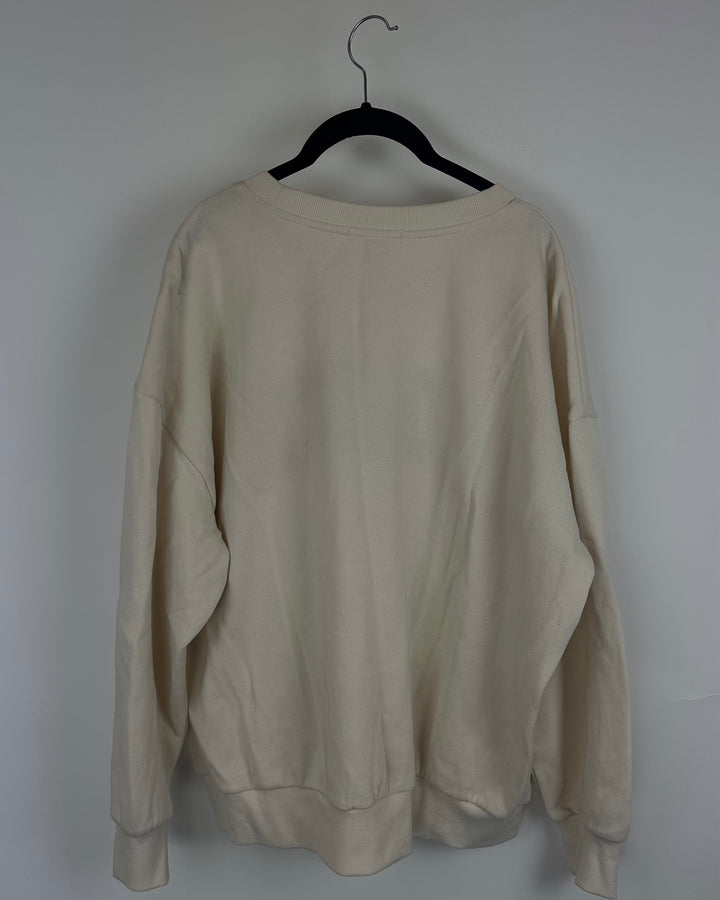 Cream Embroidered Lover Crewneck Sweatshirt - Size 4