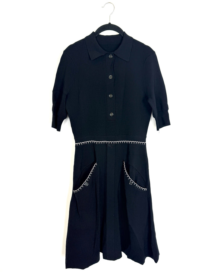 Black Short Collared Dress - Size 2/4