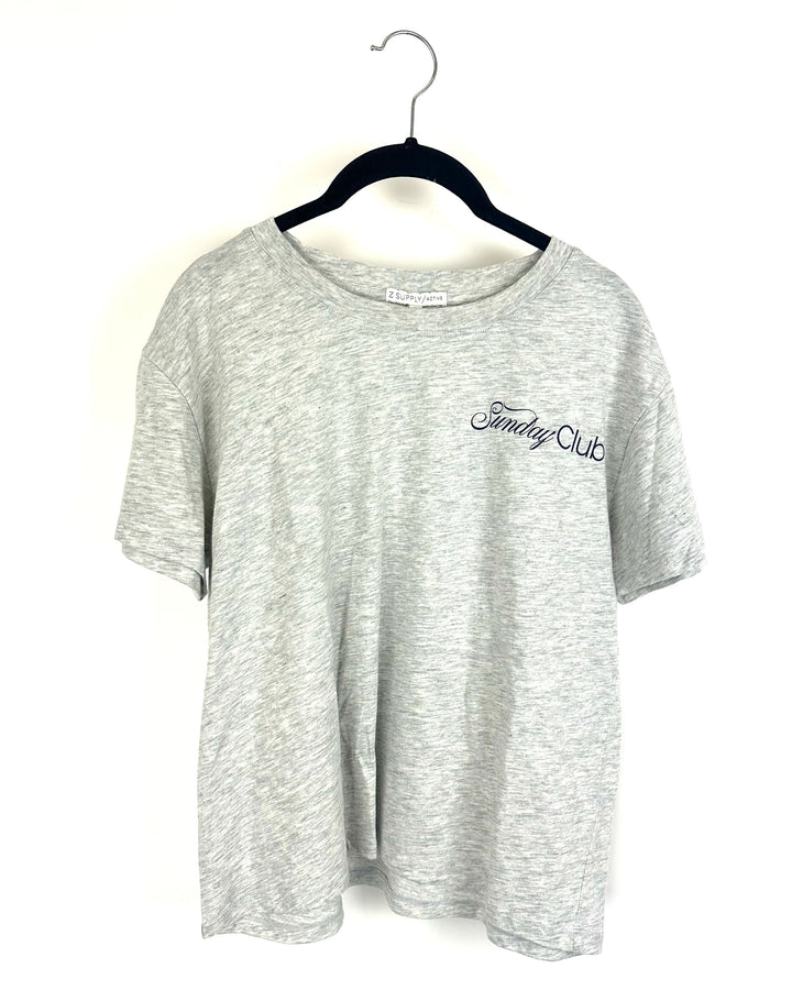 Gray Short-Sleeve "Sunday Club" T-Shirt- Size 2/4