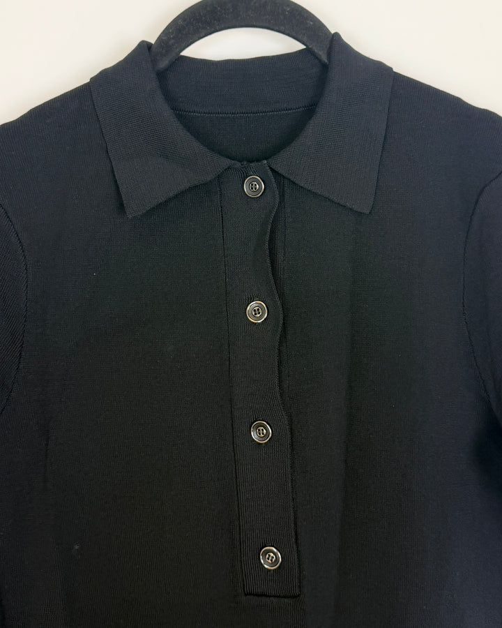 Black Short Collared Dress - Size 2/4