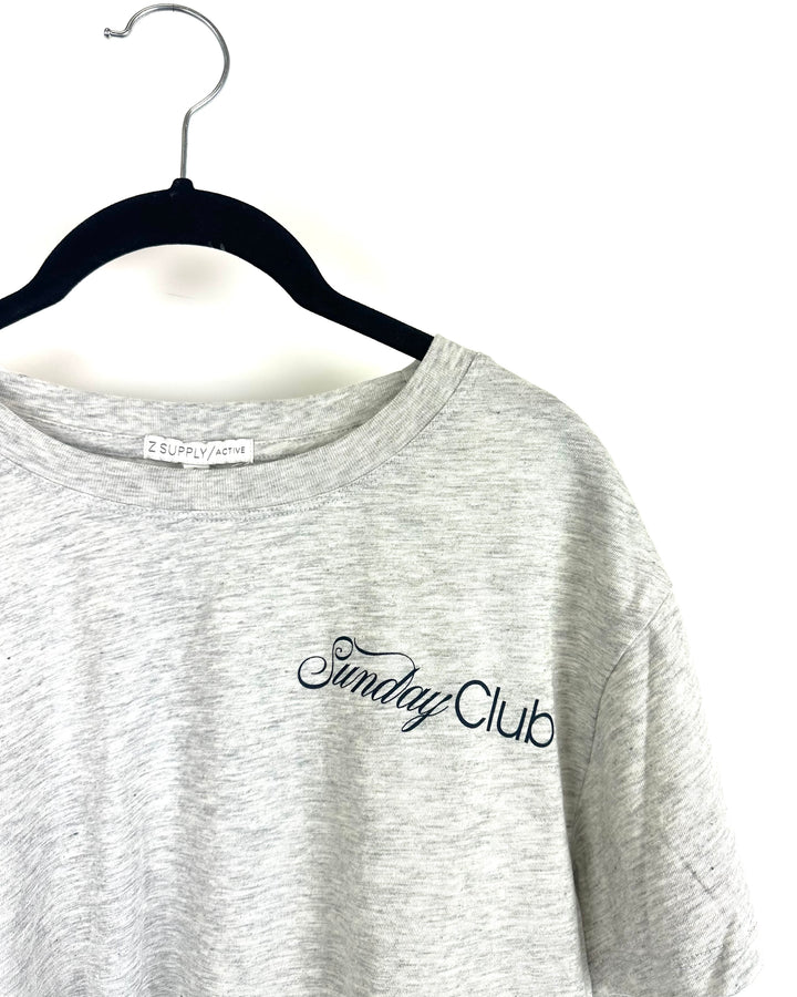 Gray Short-Sleeve "Sunday Club" T-Shirt- Size 2/4