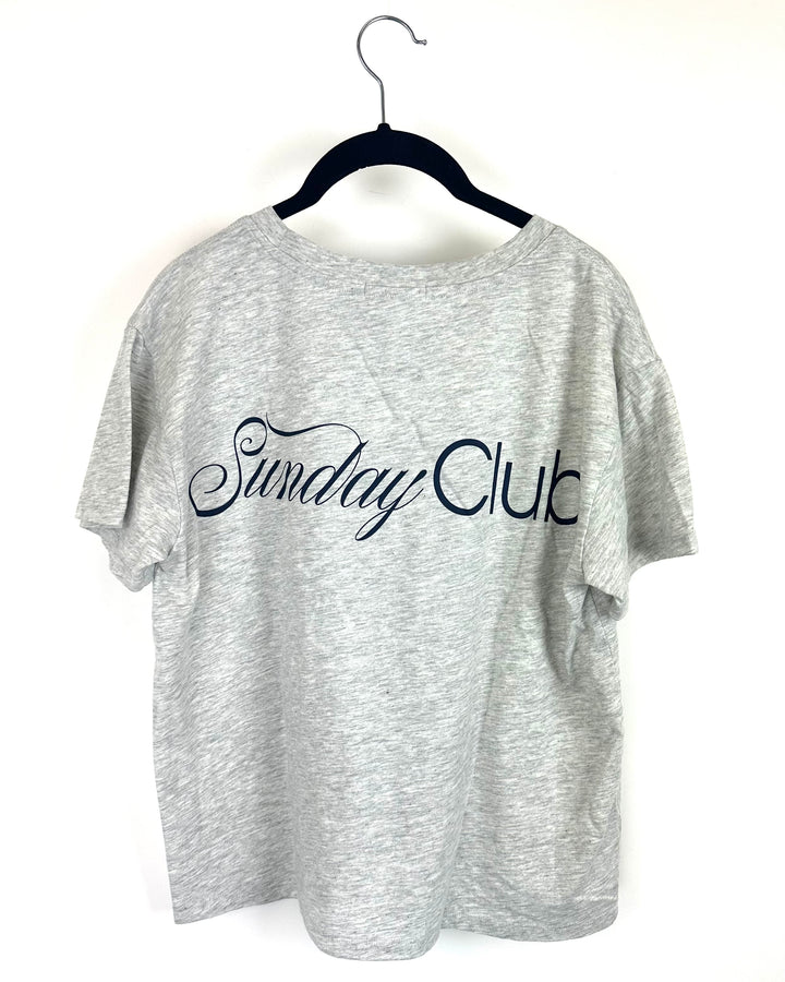 Gray Short-Sleeve "Sunday Club" T-Shirt- Size 2/4