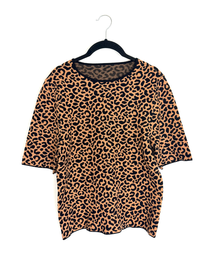 Brown & Black Leopard Print Top - Size 4/6