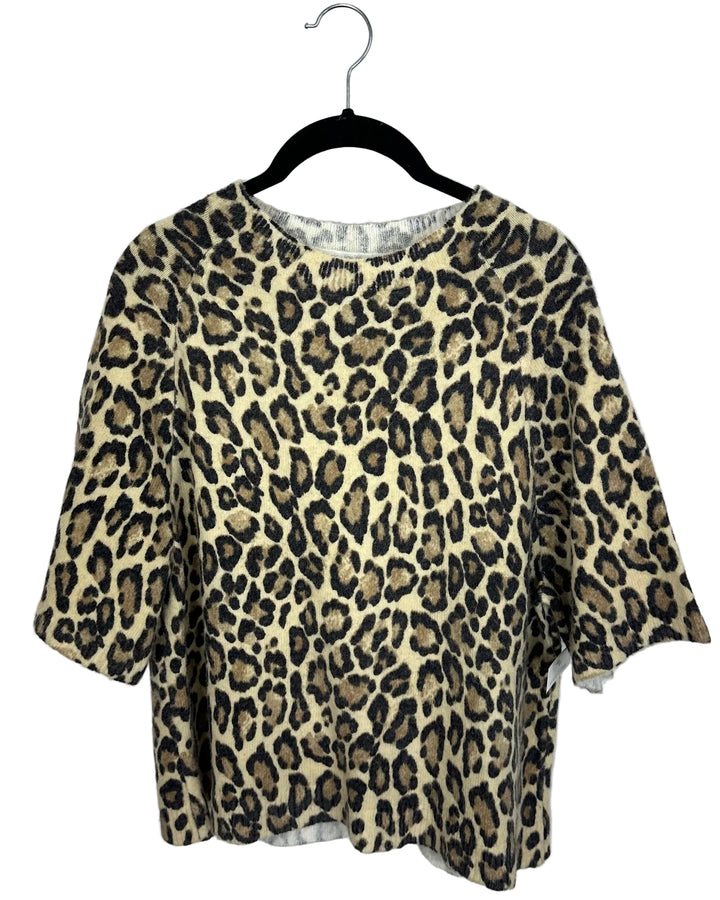 Cheetah Print Short Sleeve Sweater- Size 4/6