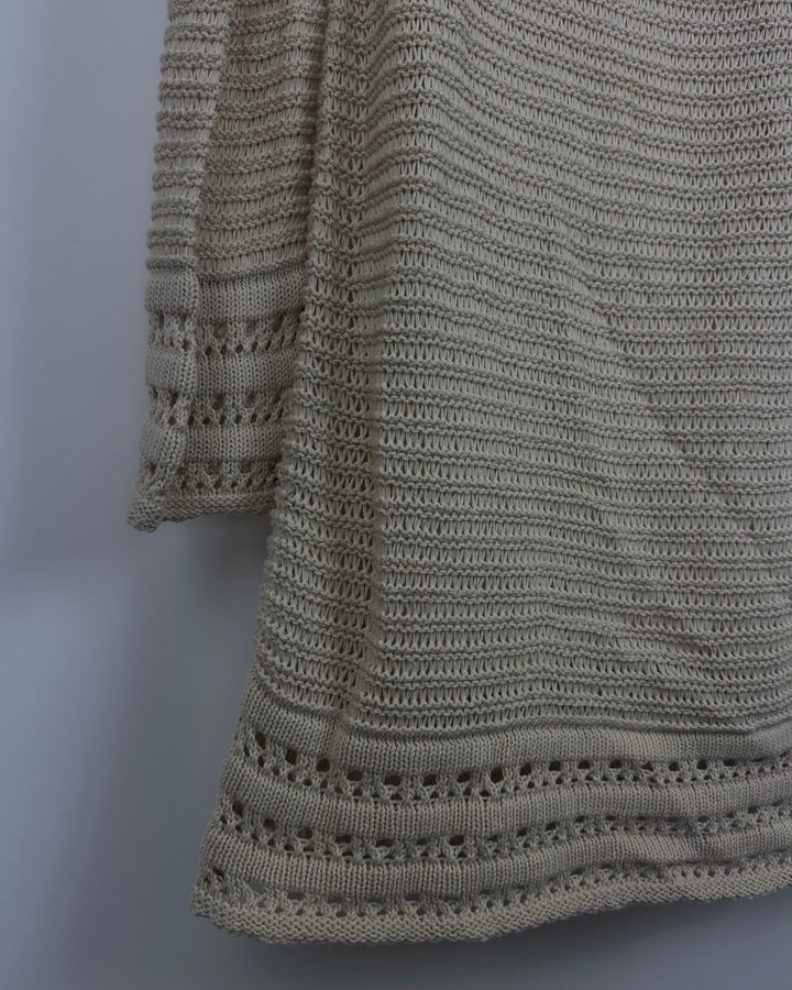 Long Sleeve Beige Crochet Dress- Size 2/4