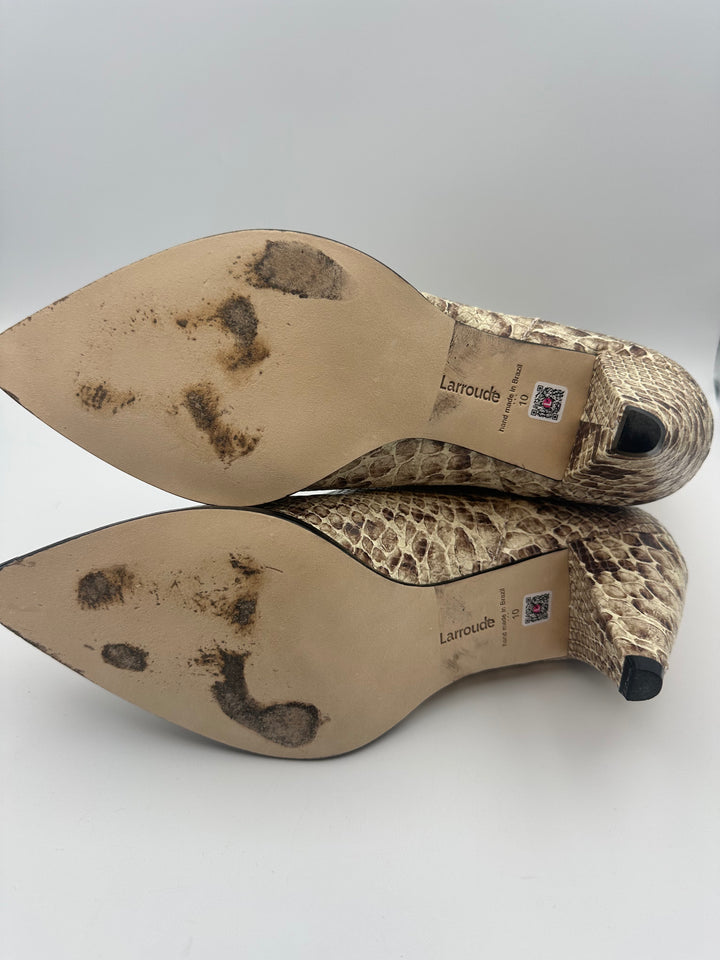 Tan Snake Print Cowboy Boot - Size 10