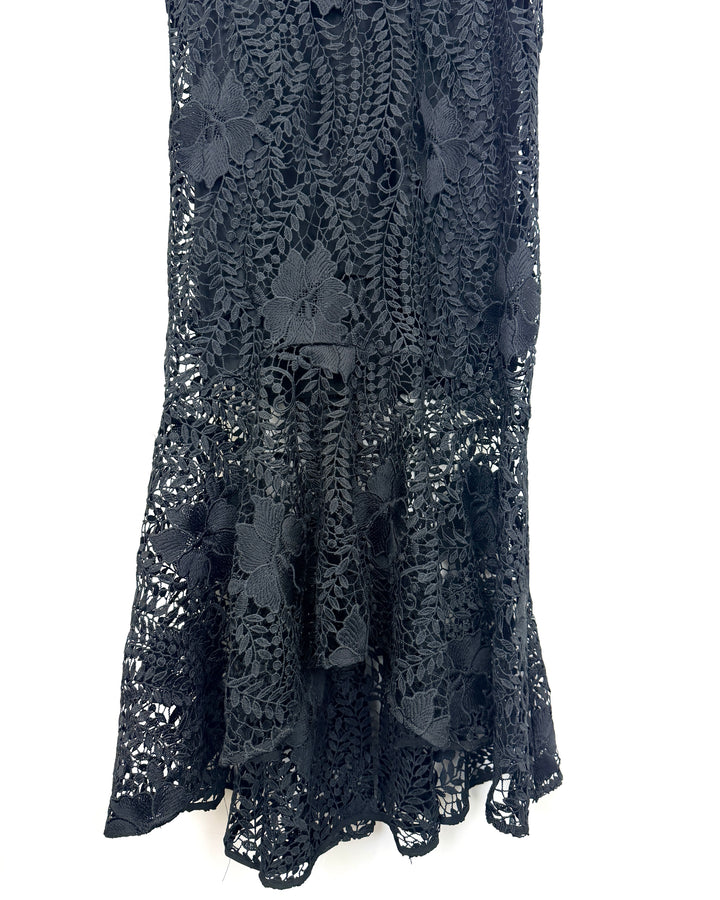 Black Lace Long Gown - Size 4