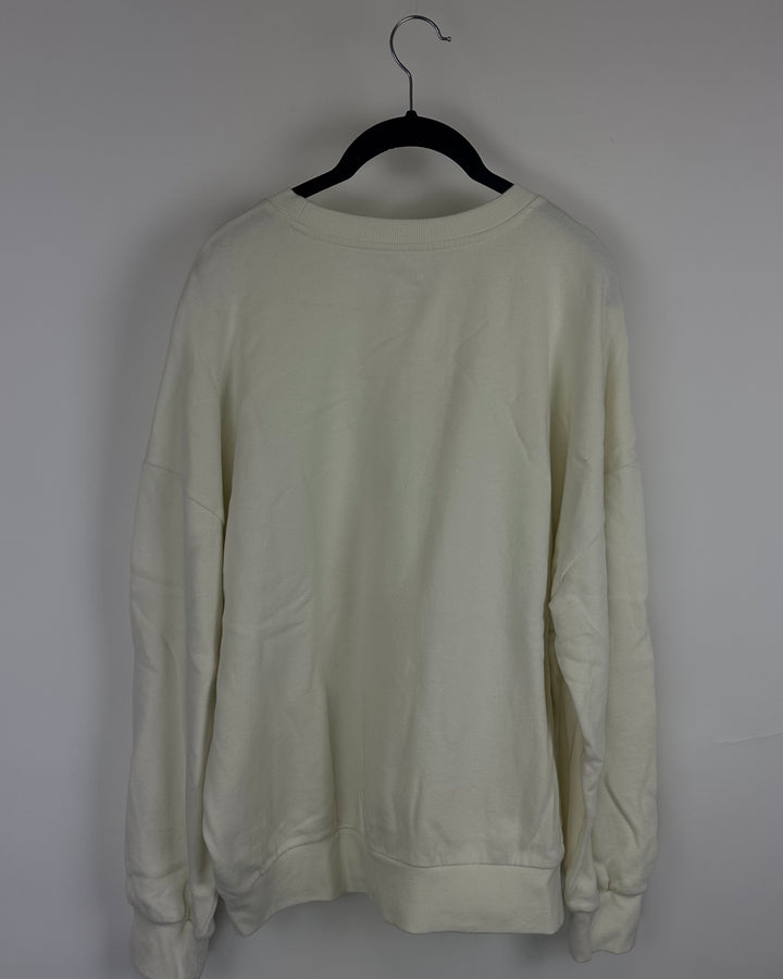 White "Wish you Were Here" Graphic Sweatshirt-  Size 2/4