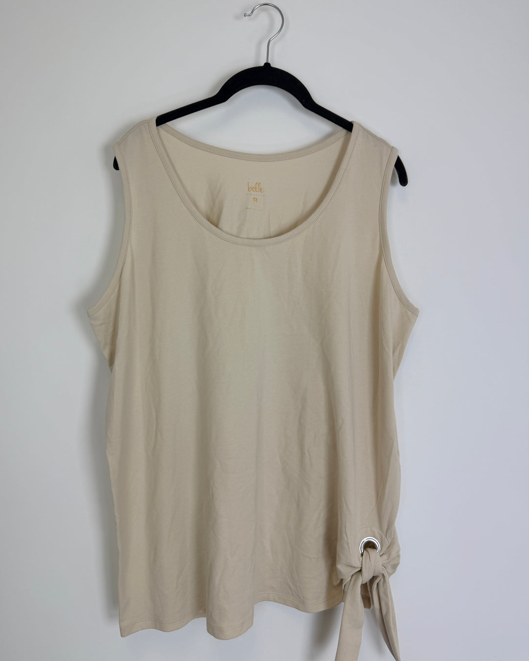 Beige Sleeveless Top with Side Tie - Size 14/16