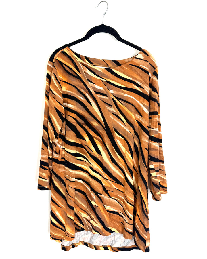 Brown & Black Tiger Print Top - Size 10/12