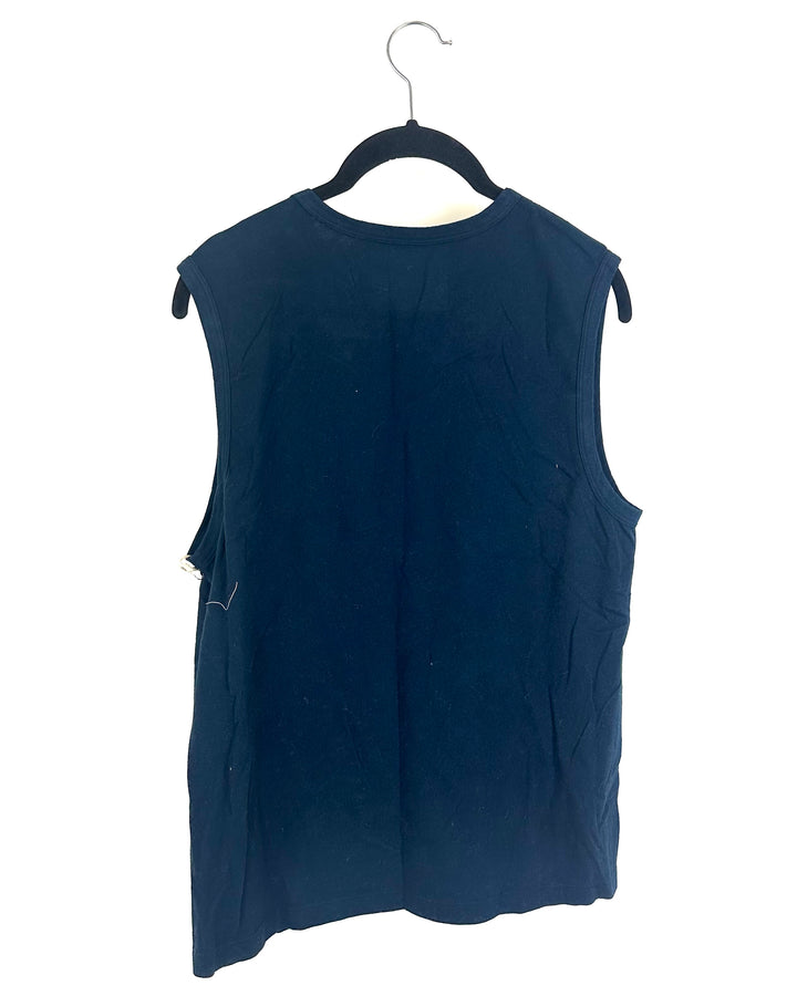 Navy Blue Embroidered Anchor Tank - Size 2/4