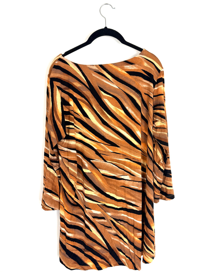 Brown & Black Tiger Print Top - Size 10/12