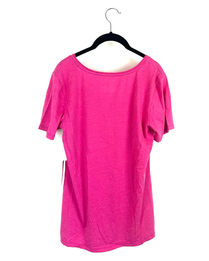 Pink Short Sleeve Shirt With Front Pocket - Size 2/4