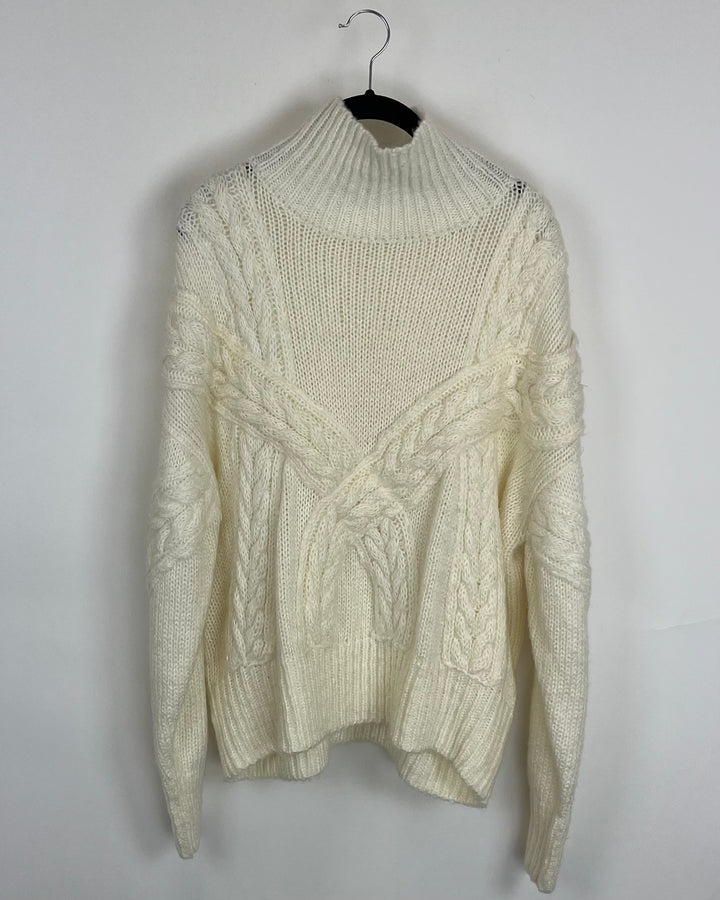 Cream Knitted Turtleneck Sweater- Size 6/8