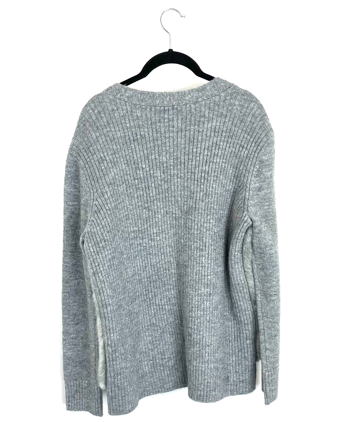 Fuzzy Gray Faux Fur Cardigan - Size 6/8