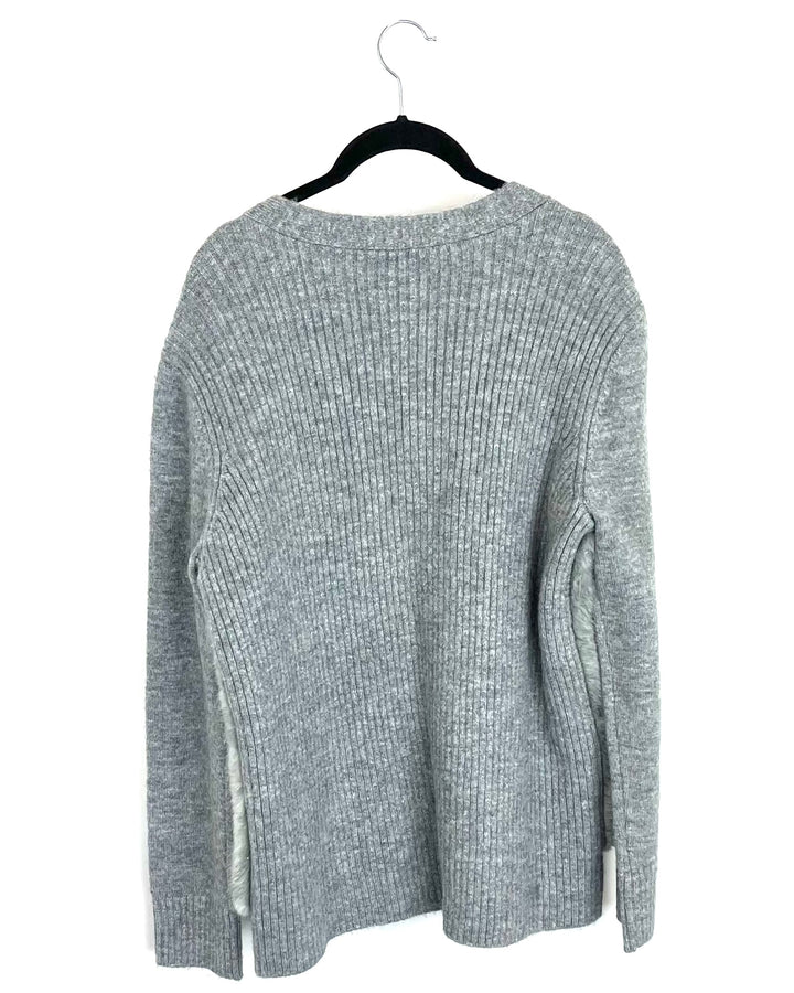 Fuzzy Gray Faux Fur Cardigan - Size 6/8