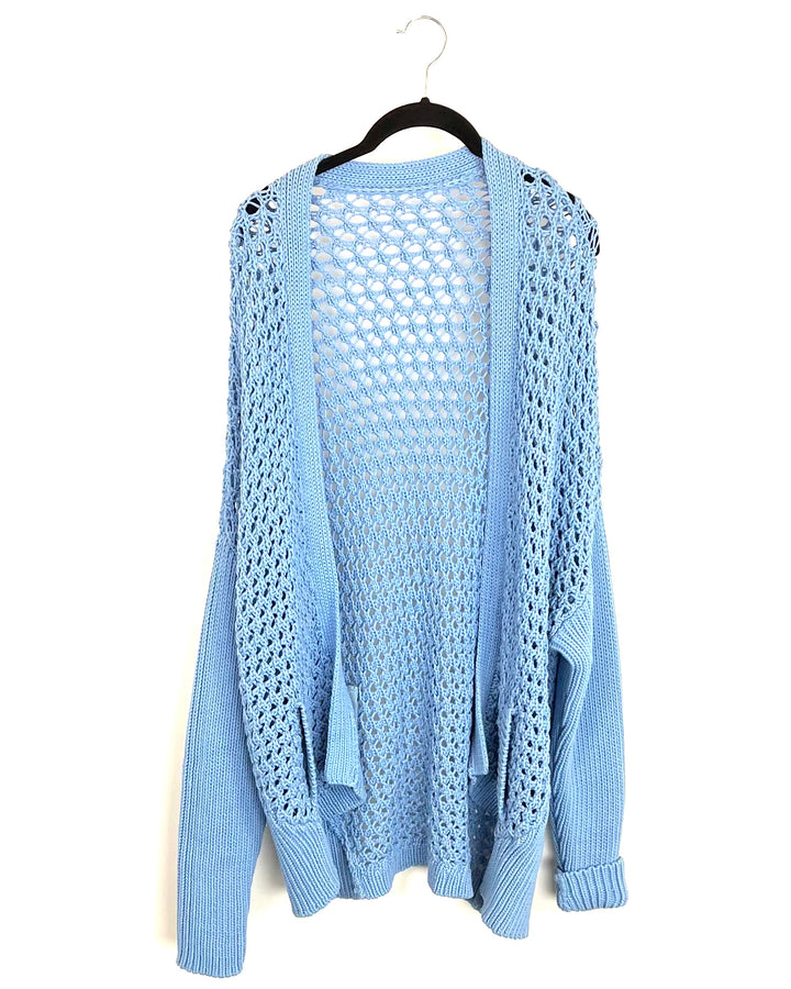 Light Blue Hand Woven Cardigan- Size 6/8
