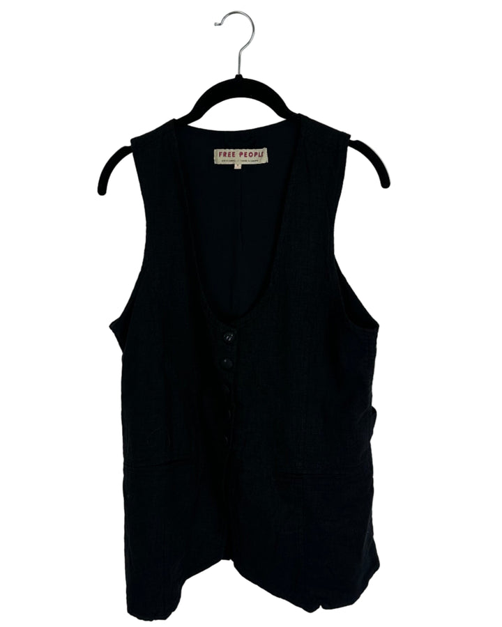 Free People Black Button Up Vest - Small