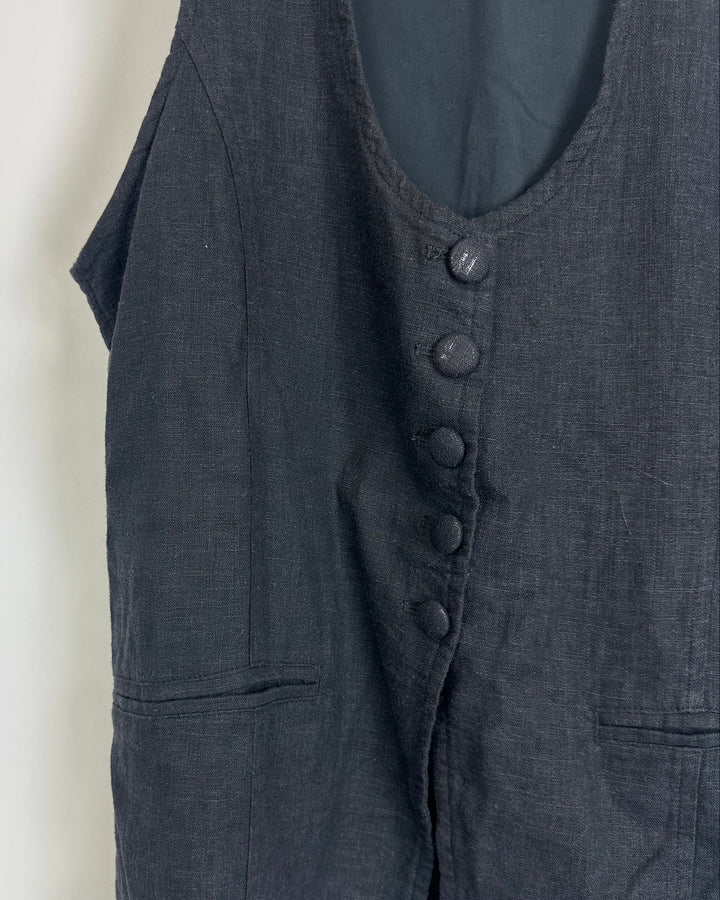 Free People Black Button Up Vest - Small