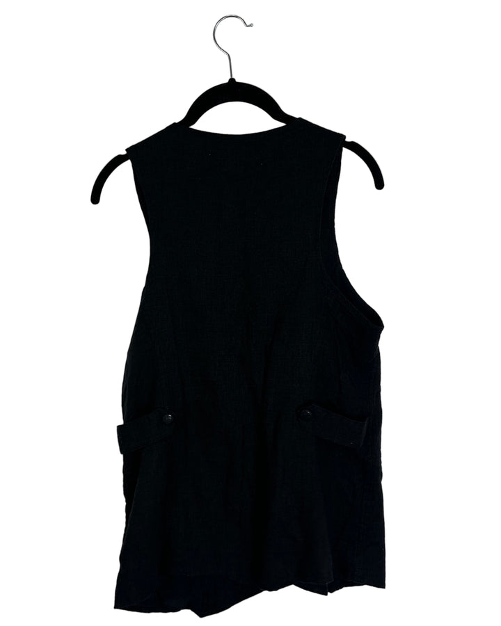 Free People Black Button Up Vest - Small