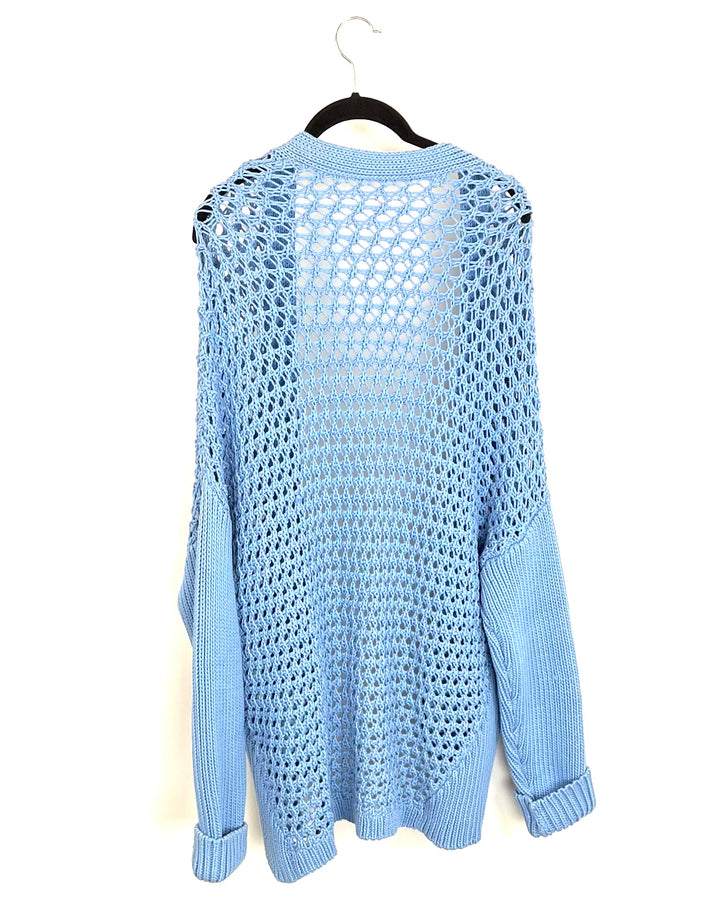 Light Blue Hand Woven Cardigan- Size 6/8